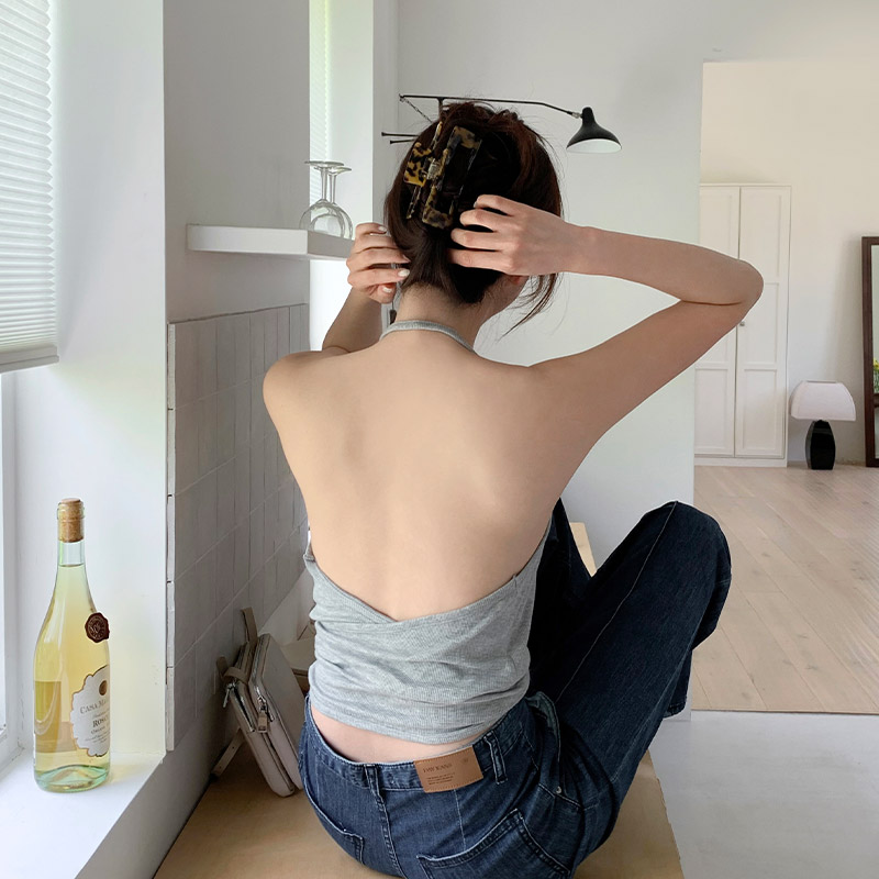 로렛 백트임 골지 홀터 레이어드 크롭 나시 ts4507 - 상세 이미지 5