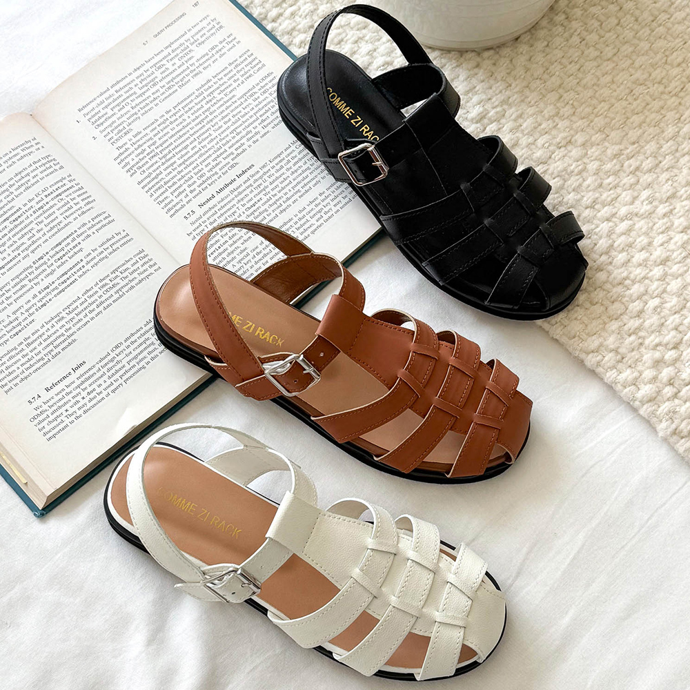 피셔맨 위빙 꼬임 플랫 스트랩 샌들 여름 발편한 여행용