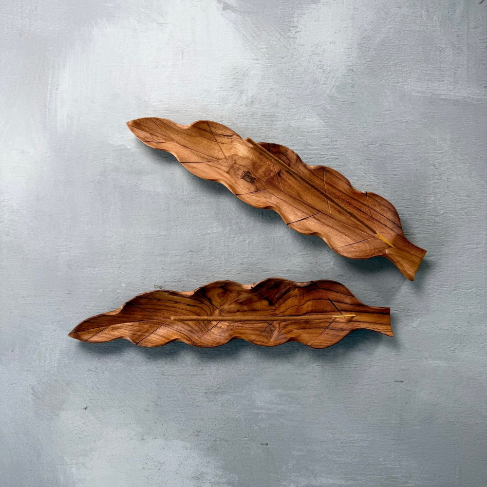 [각인서비스] 티크우드 통원목 나뭇잎 감성 인센스 홀더 - 상세 이미지 3