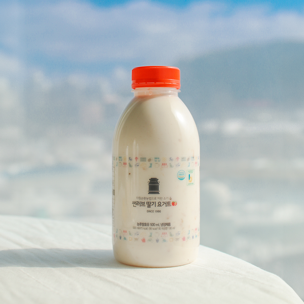 무가당 플레인 요거트와 딸기요거트 효덕목장 고소한 뒷맛 딸기, 500ml, 1개 - 메인 이미지