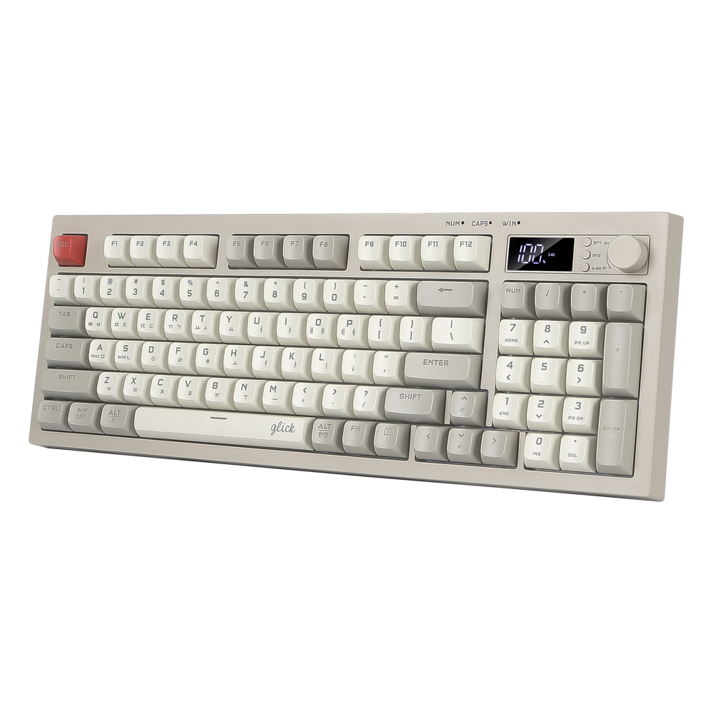 지클릭커 오피스프로 WK50 사일런스 M RGB 풀윤활 무소음 방수 무선 블루투스 LCD 키보드 Retro cappuccino RC1 94키 - 상세 이미지 3