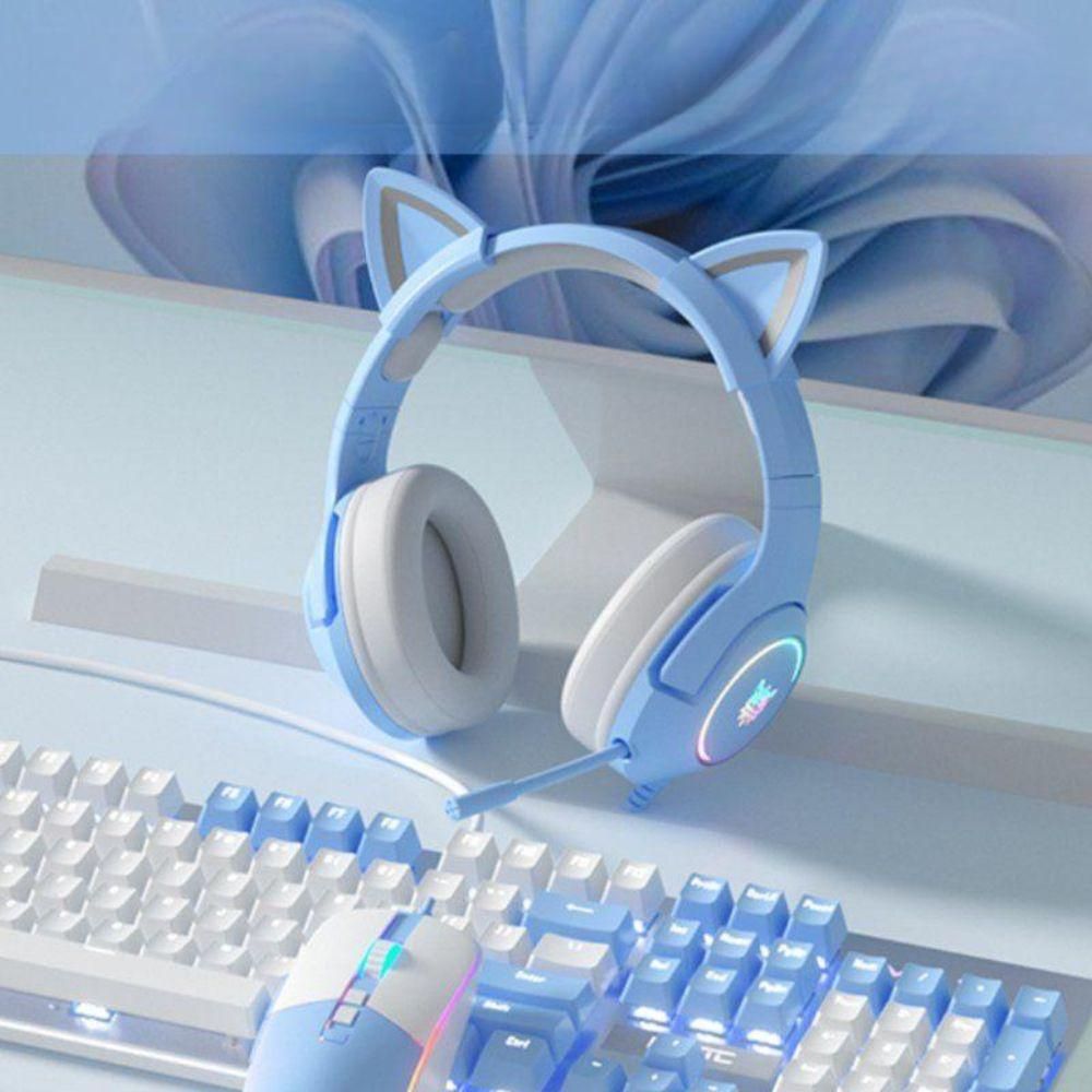 RGB 조명 고양이 귀 헤드셋 거치대 컴퓨터 게이밍 마이크 - 상세 이미지 2