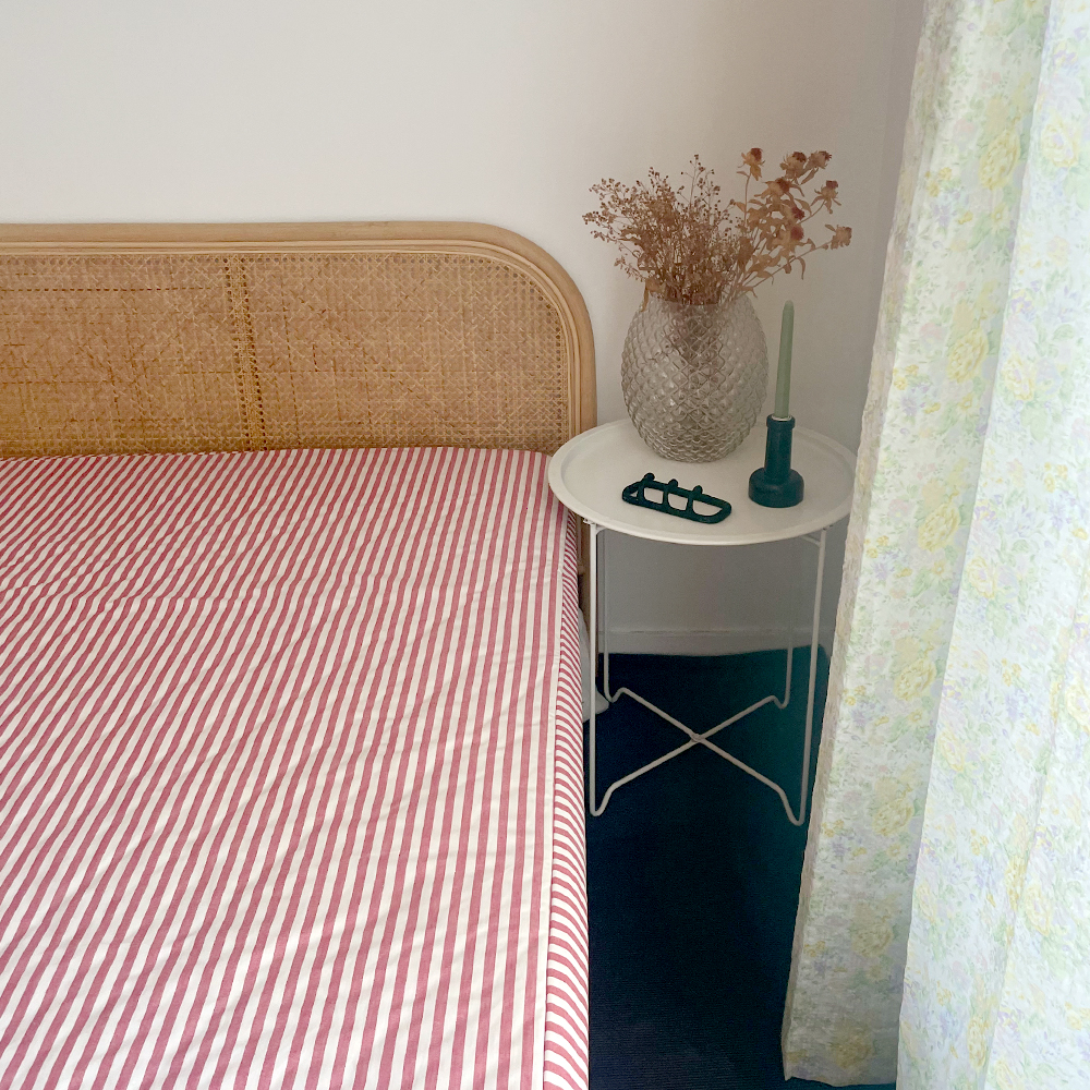 바이아미 메르시 스트라이프 매트리스커버 레드 순면 킹 라지킹 패밀리사이즈 맞춤제작