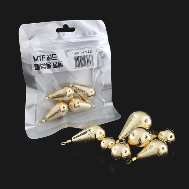 묶음팩 황금이 도래 봉돌 벌크 물방울 8호 황금 반짝 추 쭈꾸미 갑오징어 문어