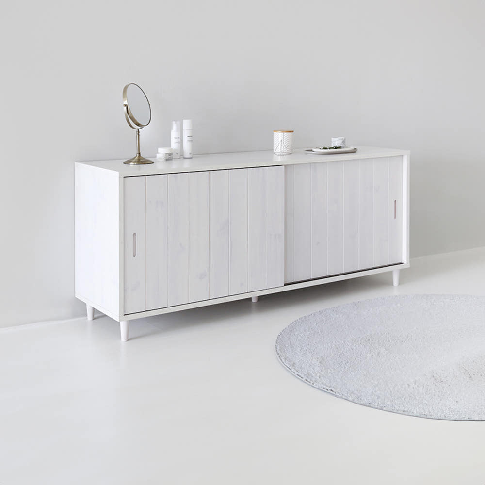 밀캄 슬라이딩 콘솔수납장 CHM71160 1600x450x710mm, 2단, 화이트파인베니어 3369.3111