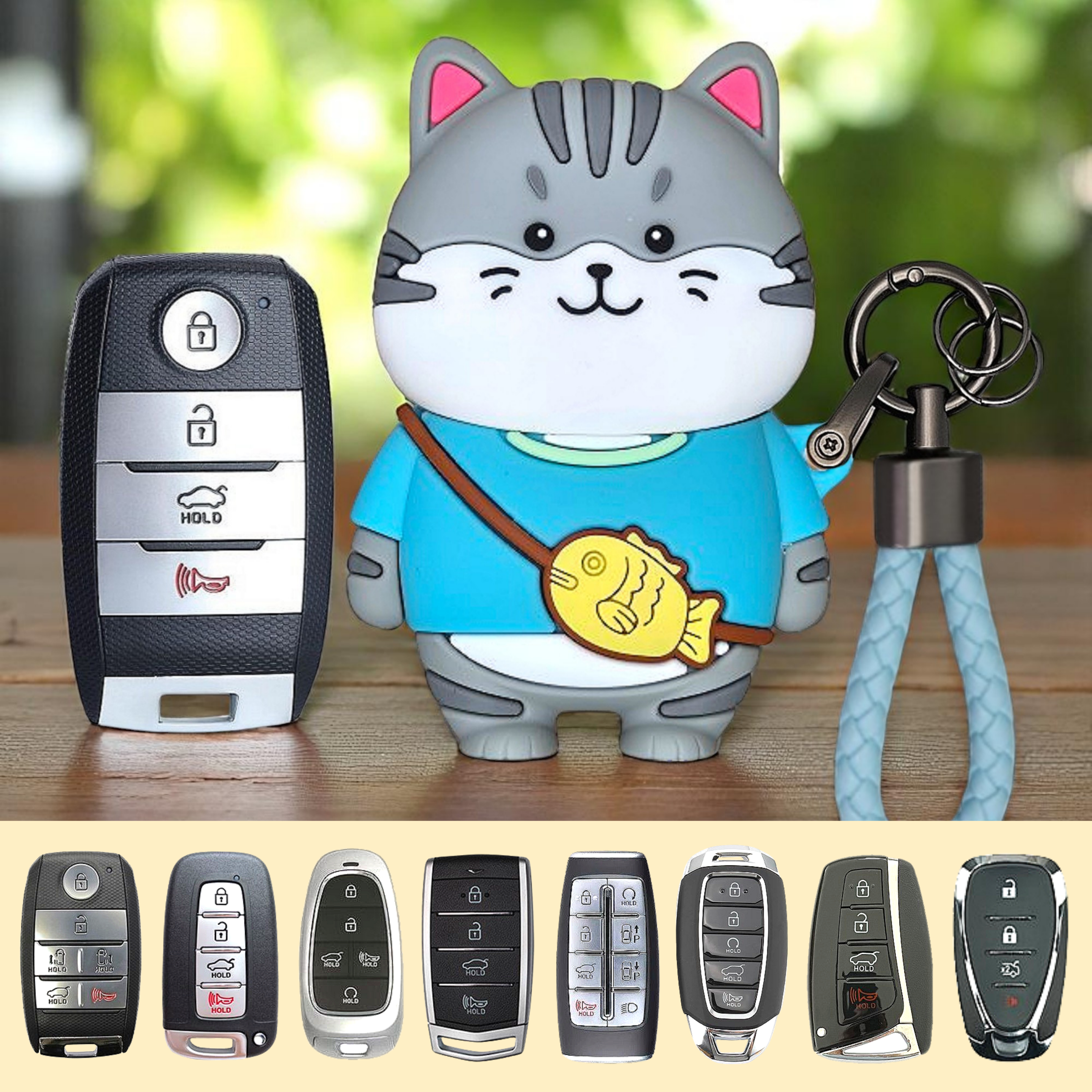 바이어웨이 고양이 스마트 차키케이스 귀여운 캐릭터 자동차 키홀더 기아E 제품 이미지