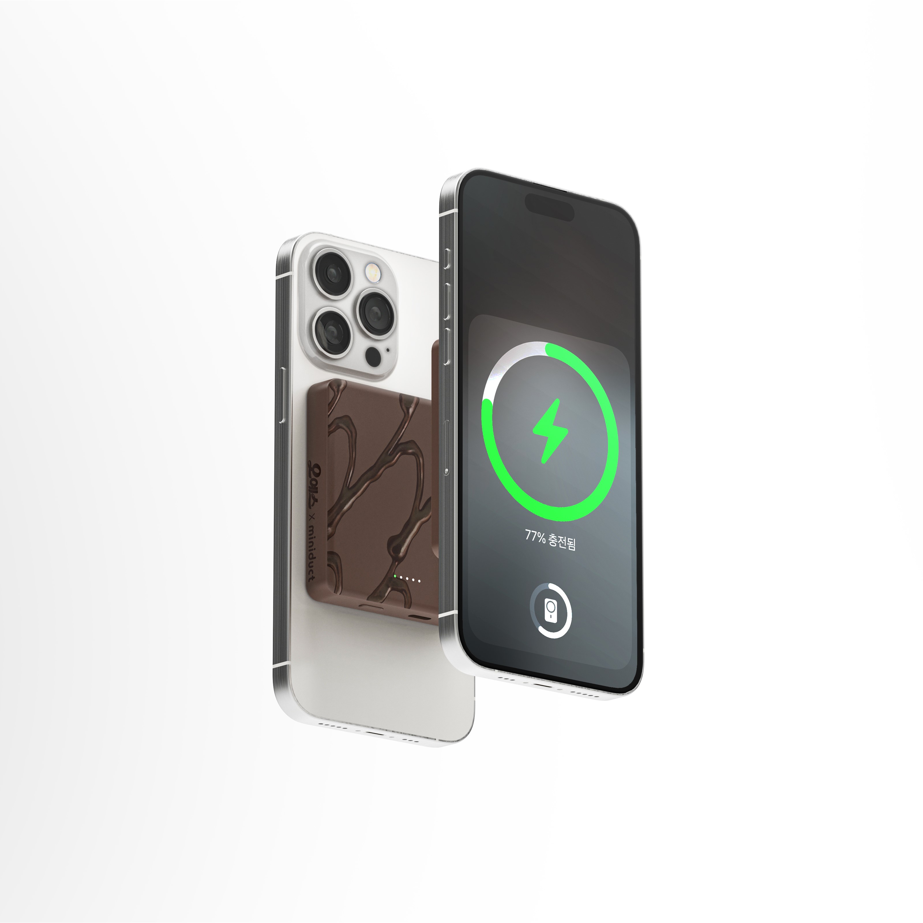 미니덕트 오예스 맥세이프 보조배터리 8000mAh, 초코브라운