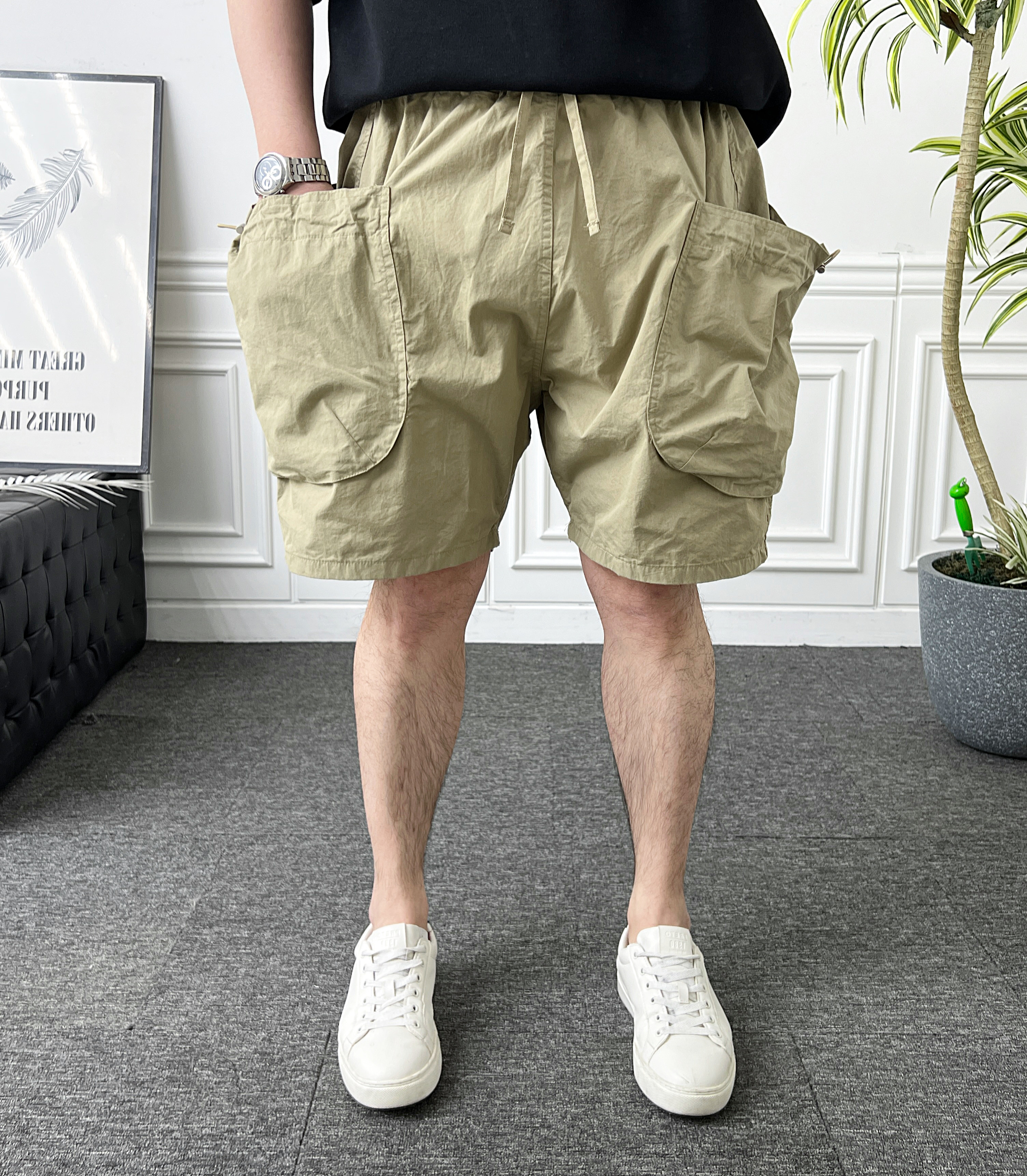 남자 반바지 여름 밴딩 왕카고 벌룬핏 바스락 배기팬츠 - 상세 이미지 3