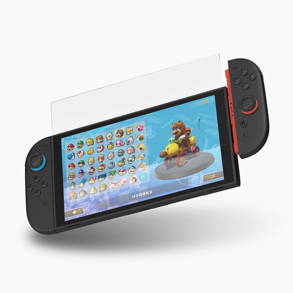 지니비 닌텐도 스위치2 리얼컬러 AR 초고화질 강화유리필름, 무반사 부착트레이