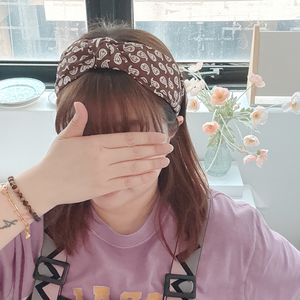 스타일리쉬페이즐리 터번머리띠 반다나 헤어밴드 두꺼운머리띠 와이드헤어밴드 이미지 7
