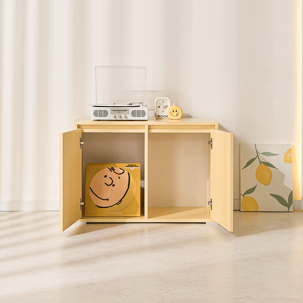 무드인 거실 모듈 수납장 공간분리 베란다 침대옆 낮은 수납장 800x400x570mm, 2단, 버터옐로우 - 상세 이미지 4