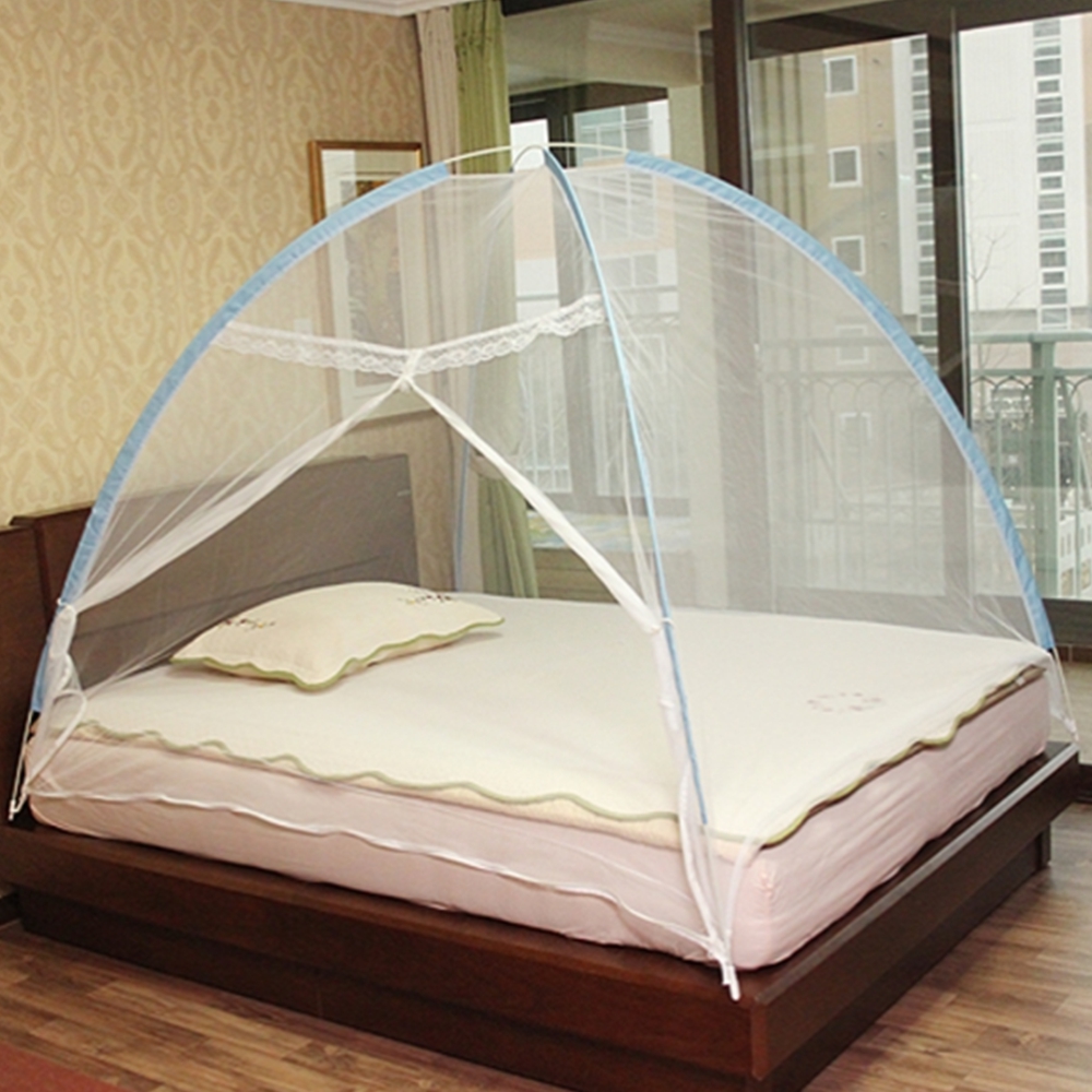 미세촘촘 원터치모기장 바닥일체형 침대모기장 사각 더블