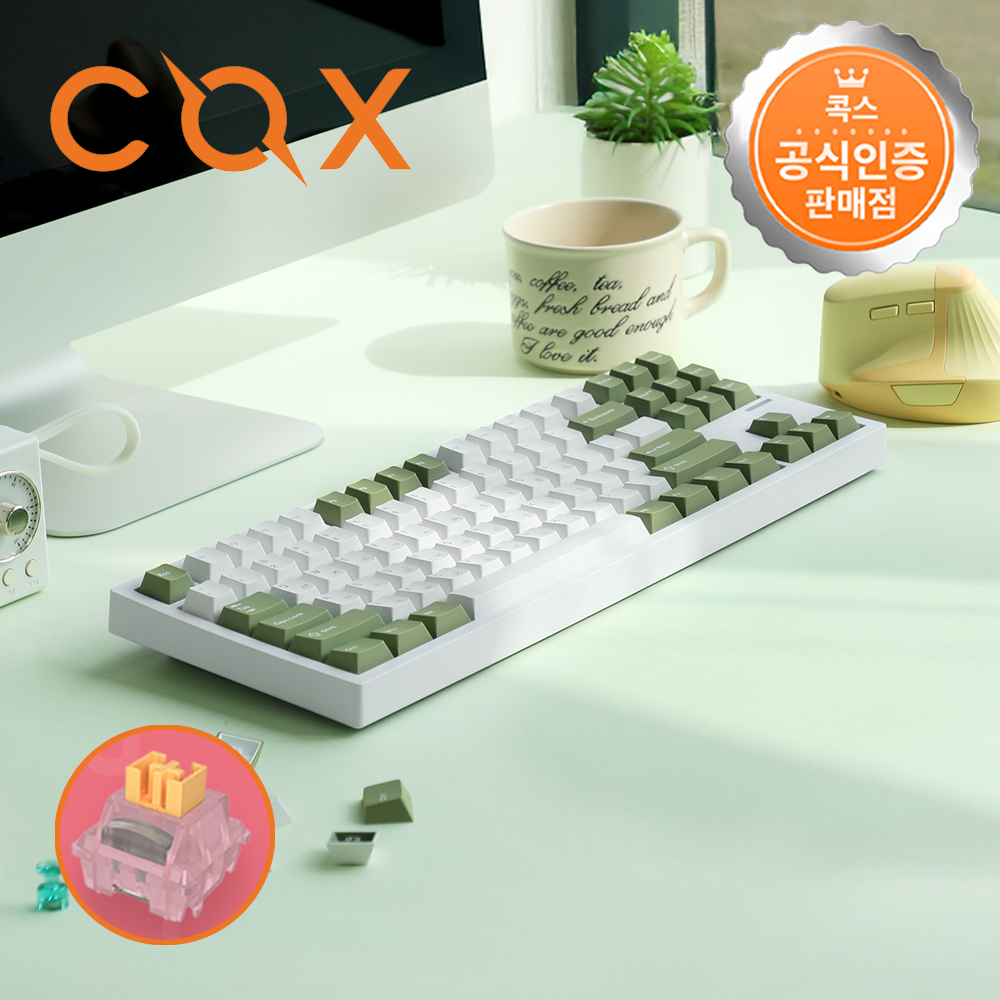 콕스 CSK88 VIA 실리콘 사운드 뎀퍼 유무선 기계식 키보드 그린, 저소음 피치축 V3, 40g - 메인 이미지