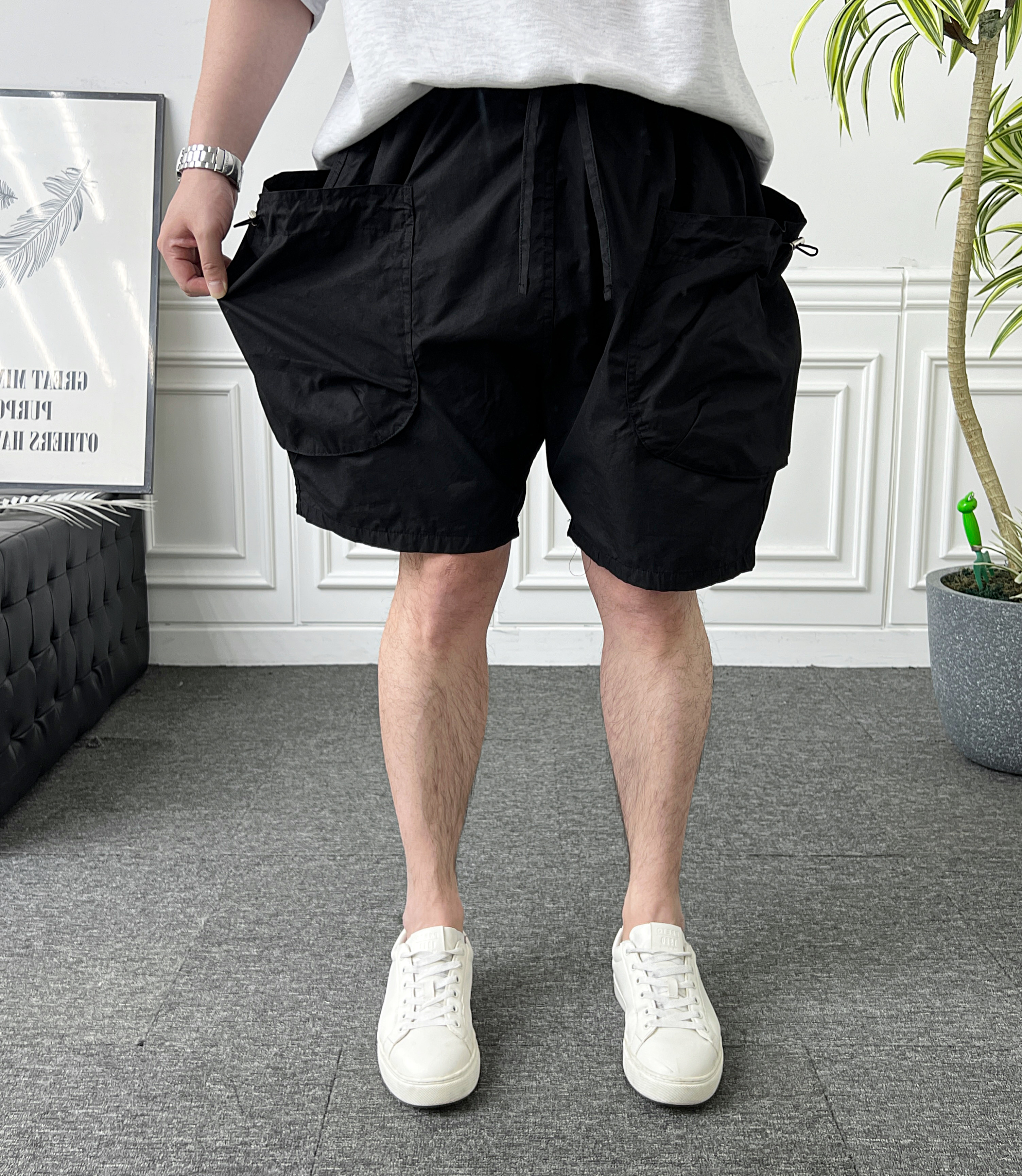 남자 반바지 여름 밴딩 왕카고 벌룬핏 바스락 배기팬츠 - 상세 이미지 5