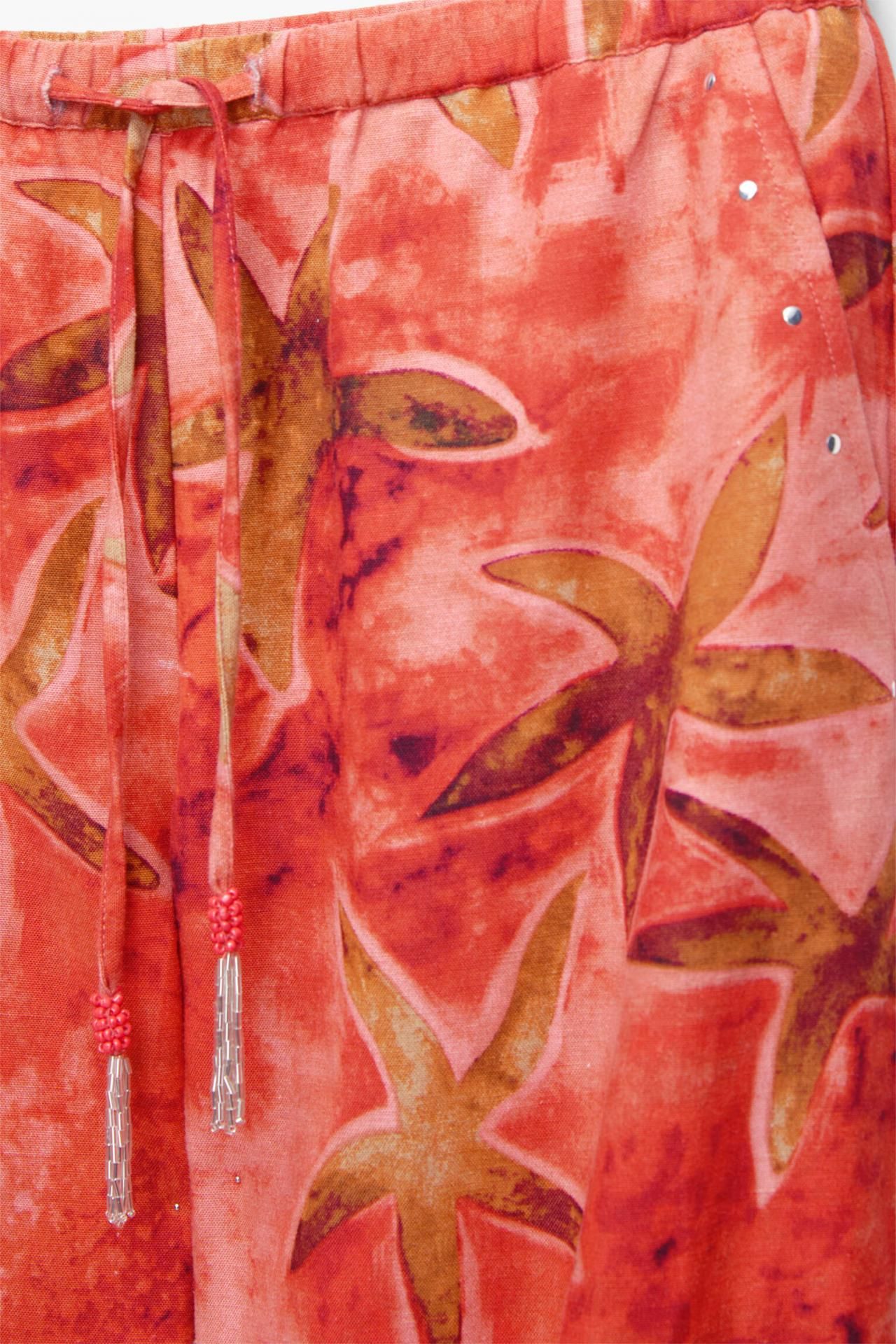 풀앤베어 플로럴 러스틱 와이드 팬츠 7675/306 RED - 상세 이미지 4