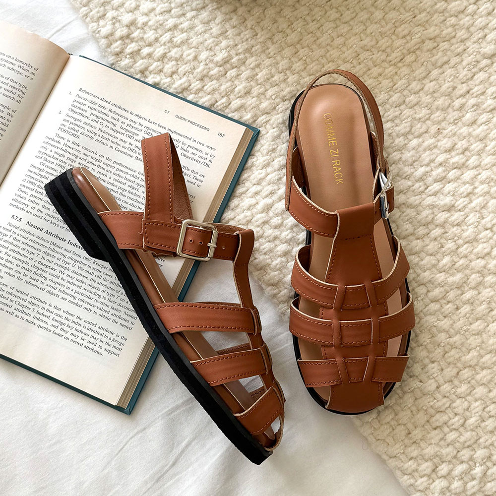 피셔맨 위빙 꼬임 플랫 스트랩 샌들 여름 발편한 여행용