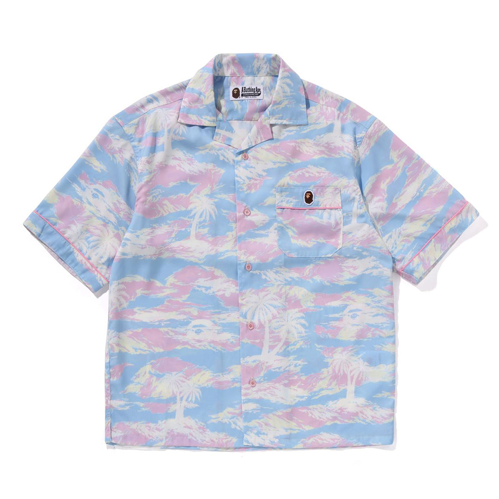 베이프 우먼즈 반팔 셔츠 PALM TREE CAMO OPEN COLLAR SHIRT 1L30-232-002 - 메인 이미지