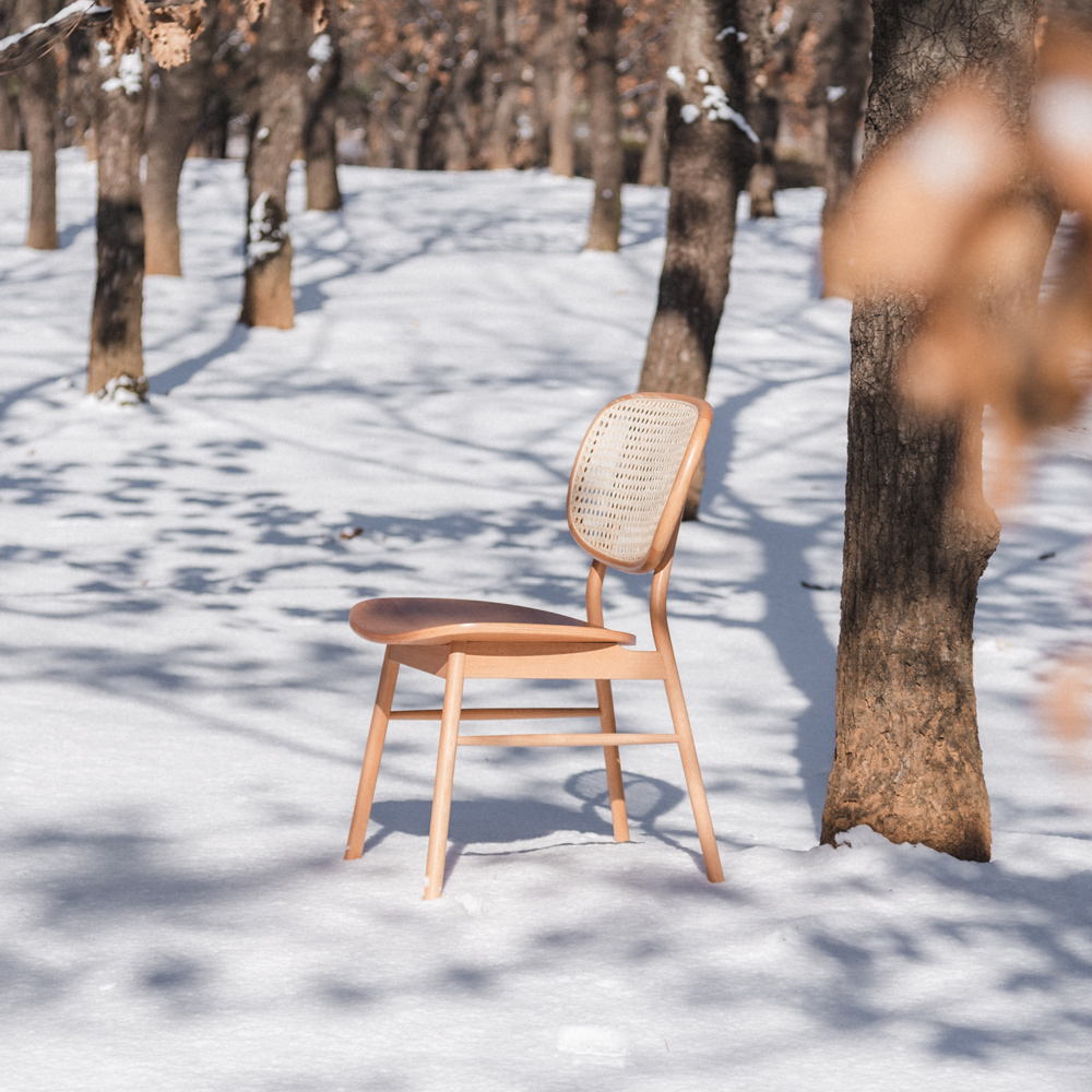 번드 비스트로 라탄 원목 식탁 의자 내추럴