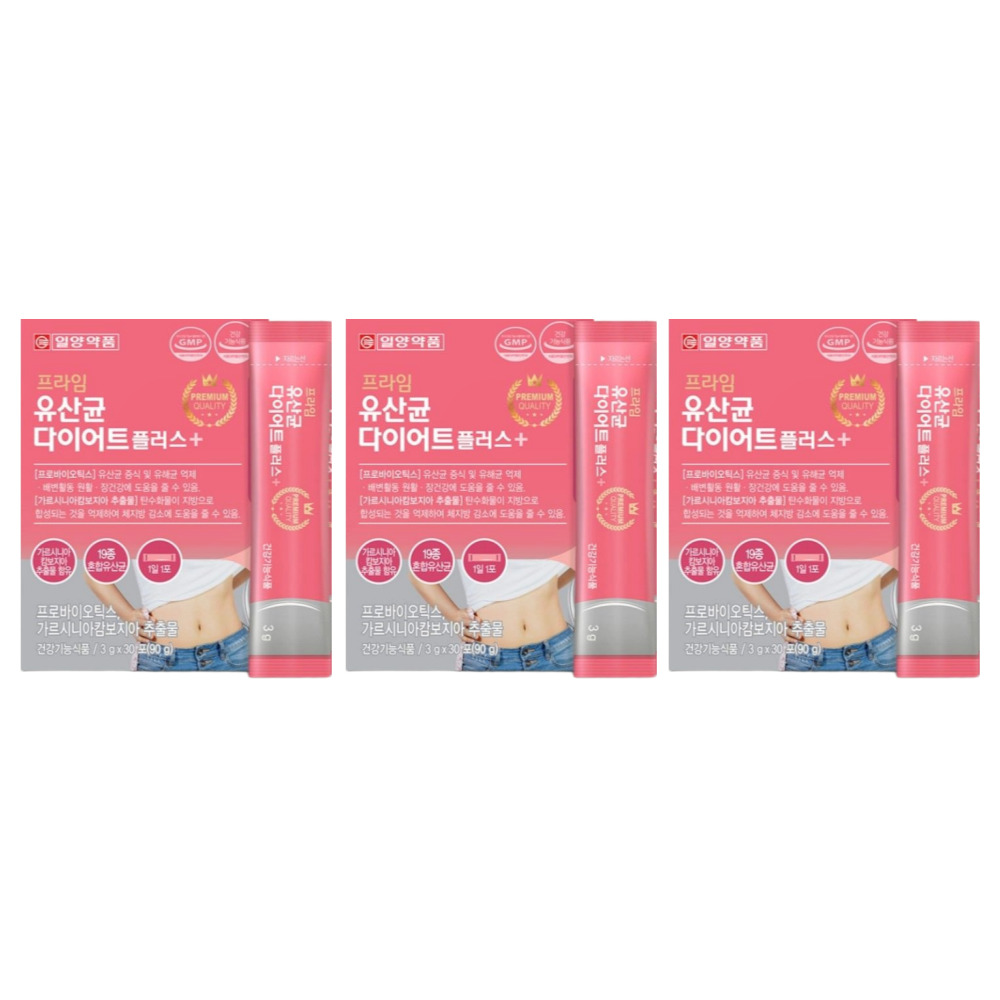 일양약품 프라임 유산균 다이어트 자주 부스터 핏 약1개월 30포, 3개 - 상품 이미지