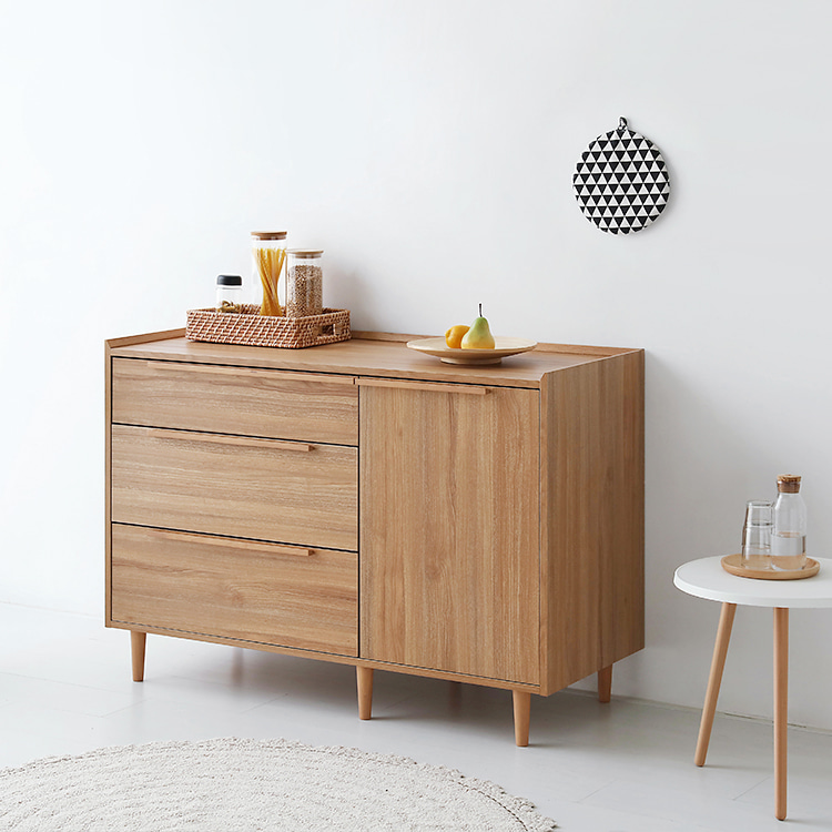 밀캄 콘솔수납장 CHM85120 캄포어베니어 1200x520x855mm, 3단, 캄포어베니어 7865.0343