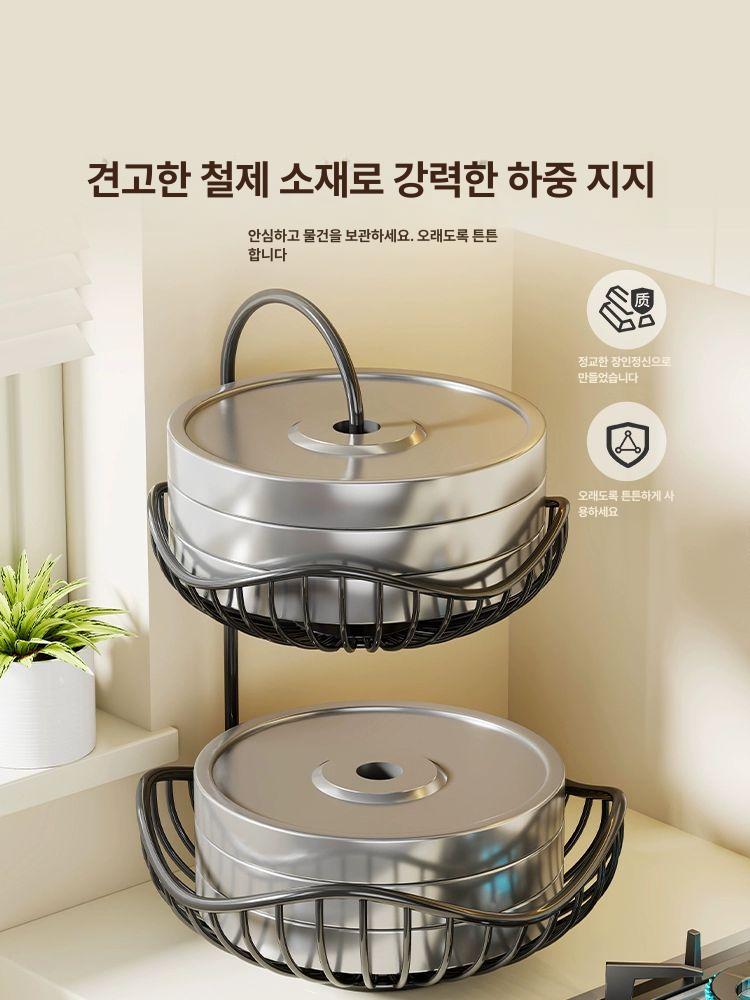 야채바구니 생강 마늘 과일 저장 선반 바스켓 주방용품 2.야채바구니 검정색 중형 - 상세 이미지 5