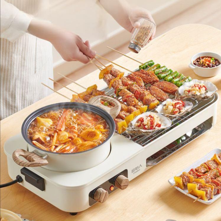 캠핑용 전기그릴 소형 전기냄비 삼겹살 꼬치 라면 그린 3in1 멀티그릴쿠커