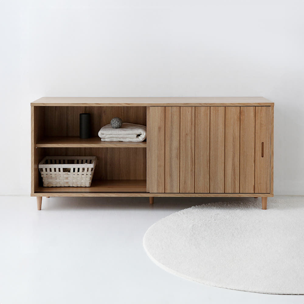 밀캄 슬라이딩 콘솔수납장 CHM71160 1600x450x710mm, 2단, 화이트파인베니어 3369.3111