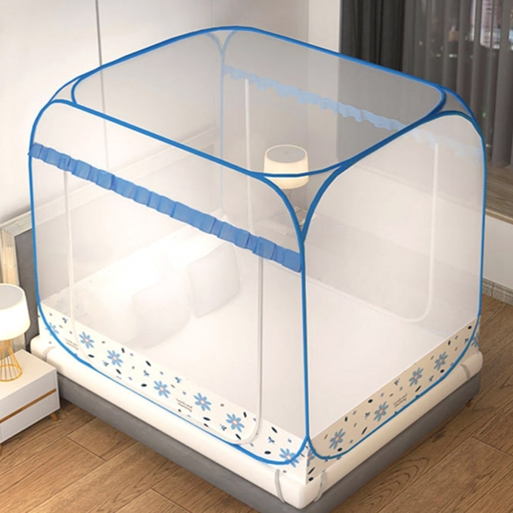 간편설치 원터치 사각모기장 접이식 침대모기장 바닥일체 더블 대형