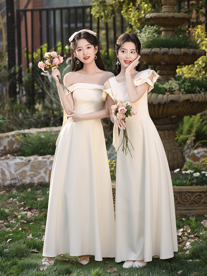 연회장원피스 연회장드레스 피로연 돌잔치 2부 파티복 셀프웨딩 상견례 예복 A 미디 기장 S 이미지 7