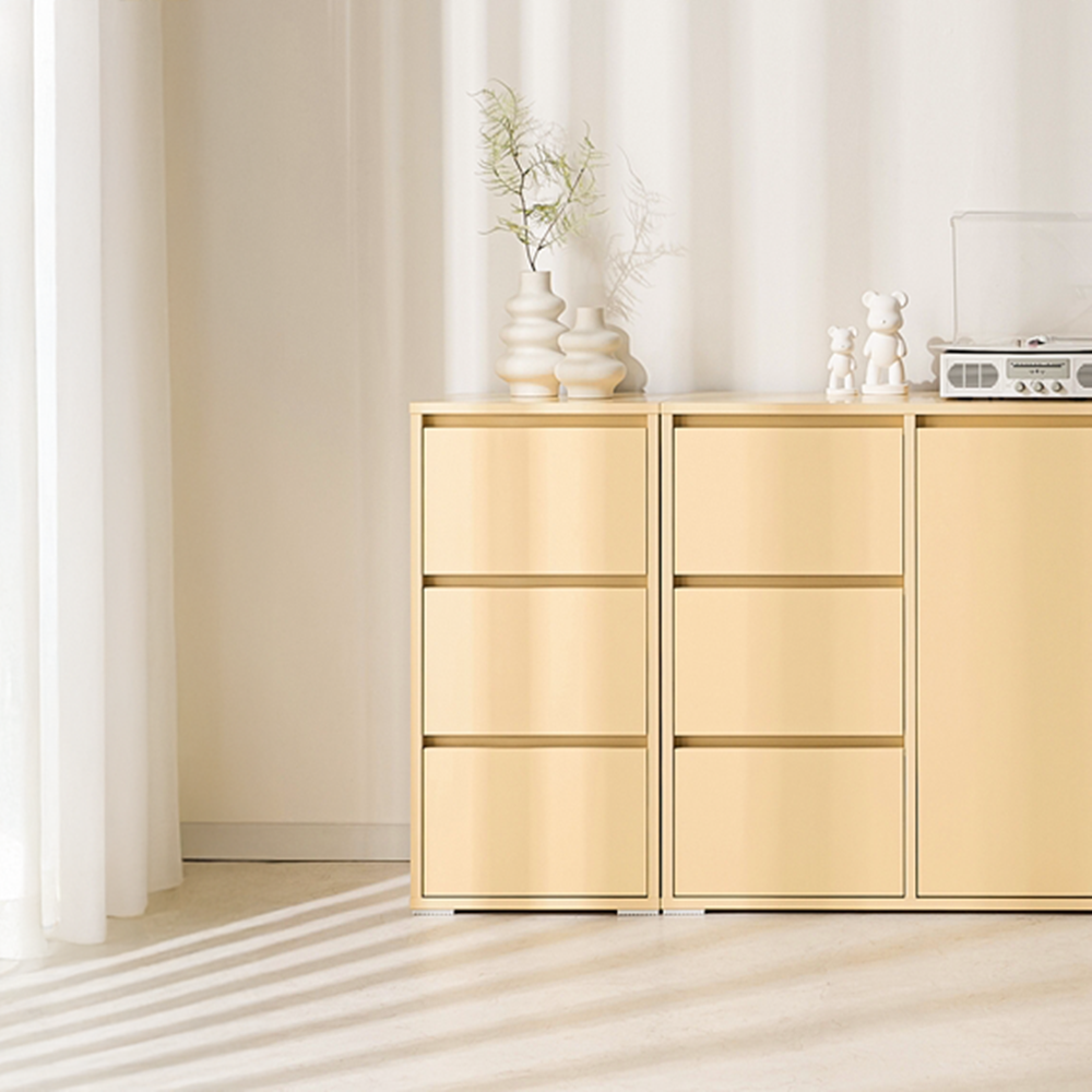 무드인 틈새 모듈 드레스룸 미니 슬림 옷 서랍장 속옷장 400x400x825mm, 3단, 버터옐로우 - 상세 이미지 4