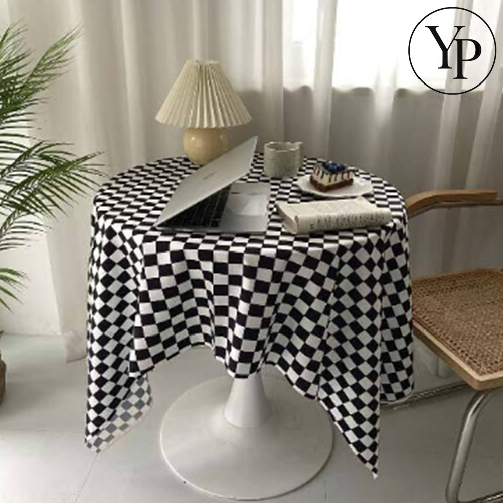 체크무늬 식탁보 커버 인테리어 식탁보 덮개 홈카페 장식 데코매트 체커보드