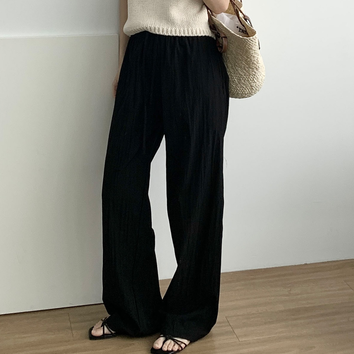 [일부당일] 쿨 나일론팬츠 밴딩팬츠 일자 와이드핏 시원한팬츠 웨어링무드 (4c) - 상품 이미지