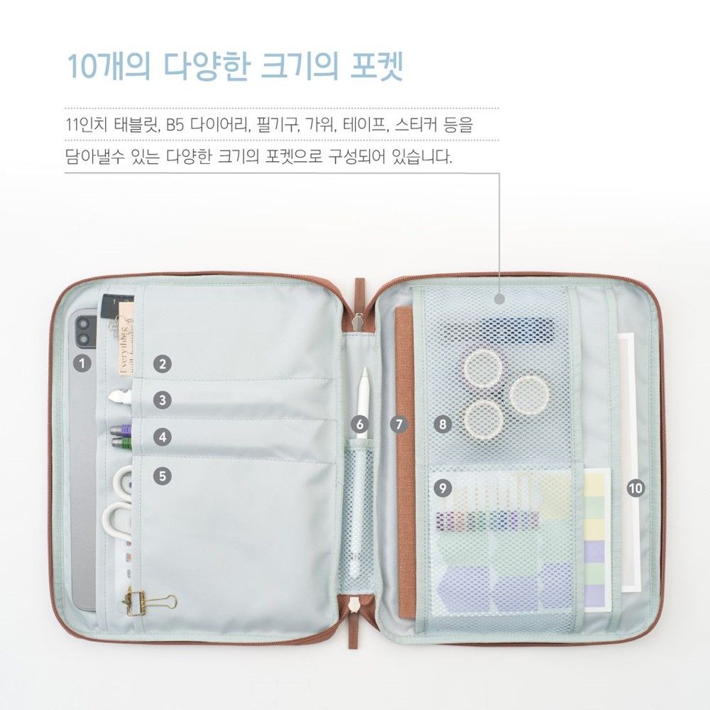 아이패드 파우치 11인치 캘럭시탭 태블릿 노트북 손잡이 가방 B5 다이어리 - 상세 이미지 3