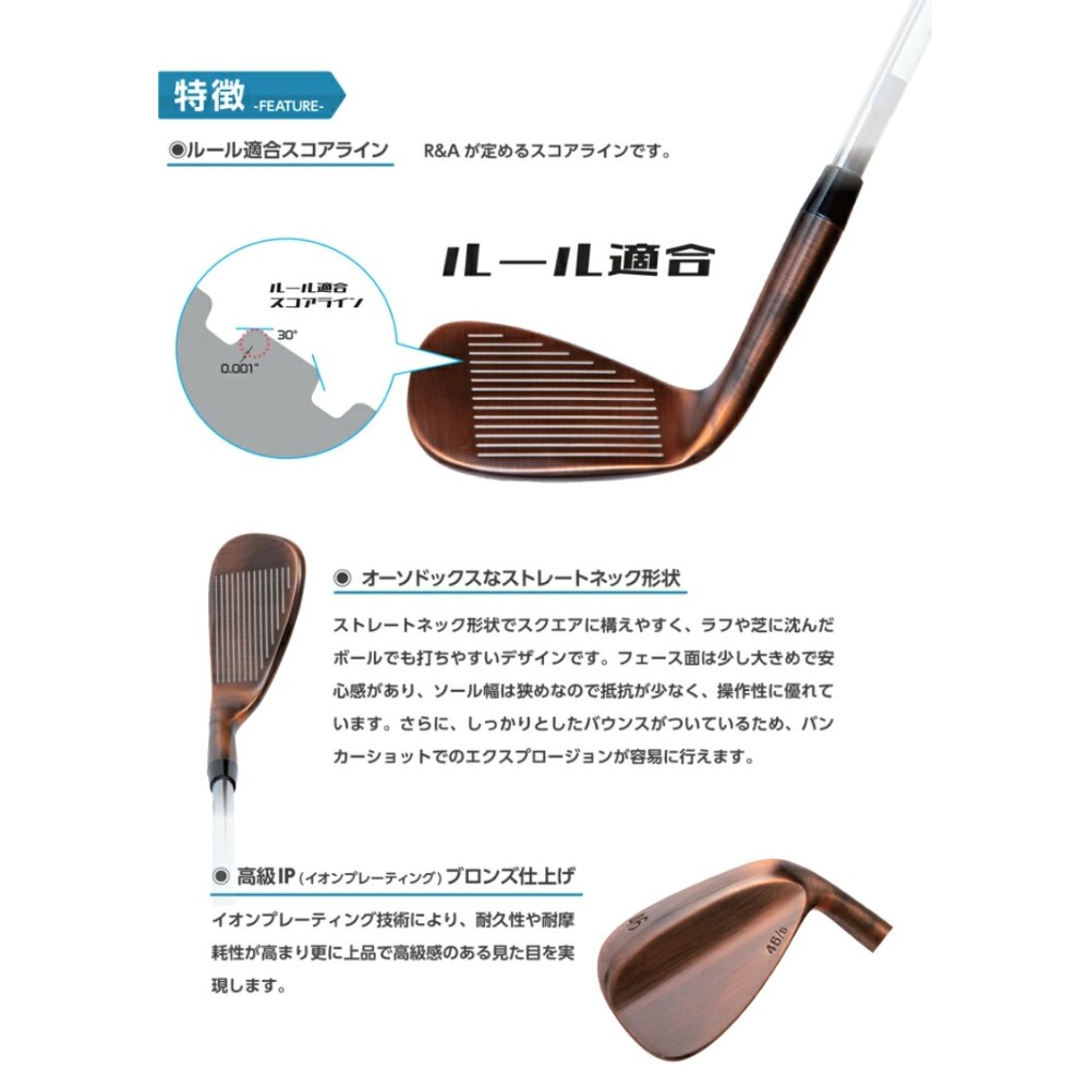 무각인 프리라벨 골프 웨지 이온플레이딩 고급 브론즈마감 룰적합 스틸샤프트 일본 - 상세 이미지 3