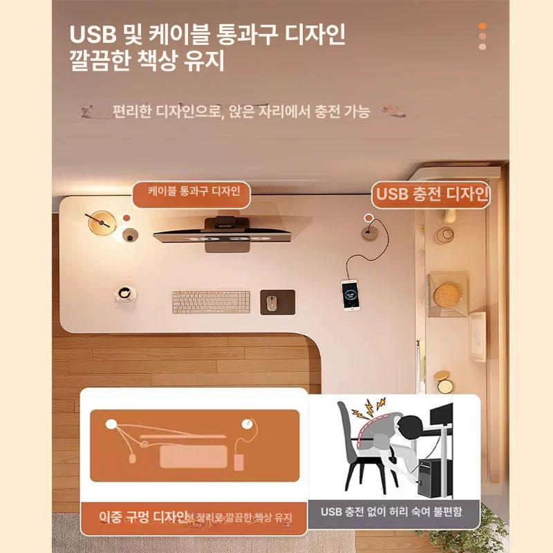 코너책상 ㄱ자 책상 책장 기역자 테이블 데스크 L자형 컴퓨터 코너형 흰색 왼쪽 코너 - 상세 이미지 3
