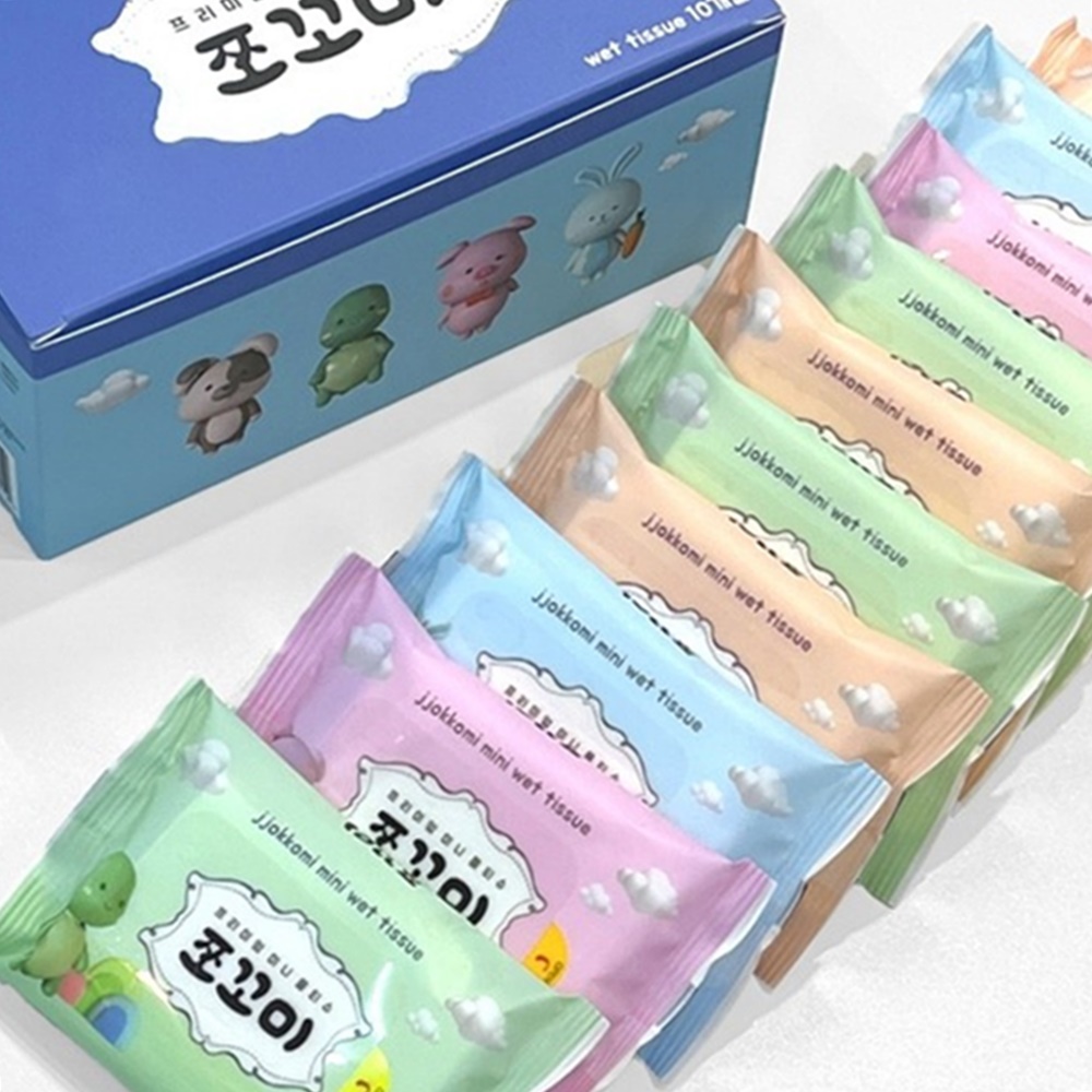 휴대용 미니 물티슈 8매 20팩 여행용 엠보싱 어린이 애견 산책용 박대표마켓 - 상품 이미지