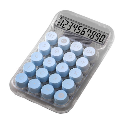 노브랜드품 [해외]파스텔 레트로 기계식 계산기 예쁜 귀여운 투명 키감좋은 키보드 10자리수 계산기 4컬러