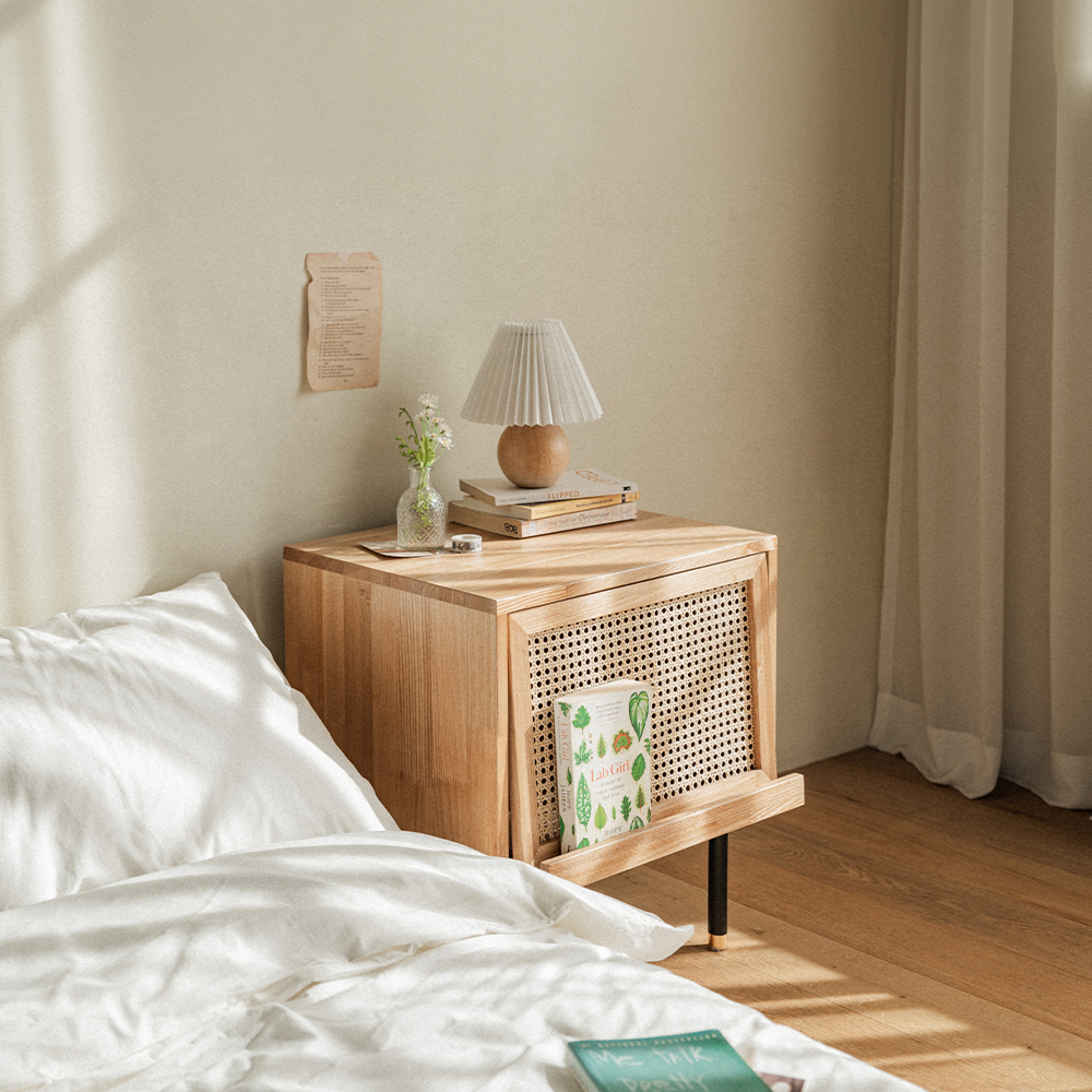 번드 비스트로 라탄 원목 매거진 침대 협탁
