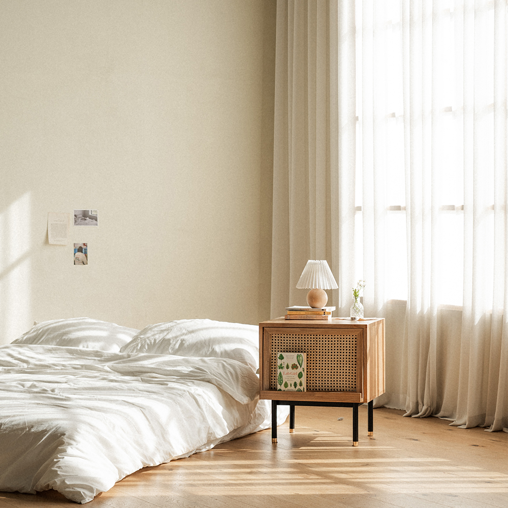 번드 비스트로 라탄 원목 매거진 침대 협탁