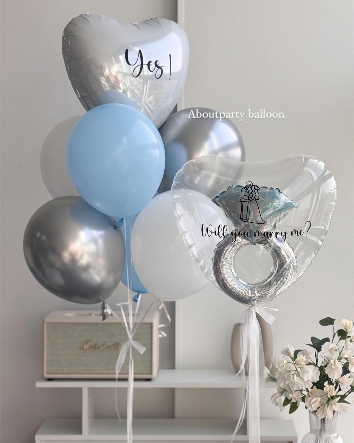 헬륨 화이트 이너하트 화동풍선 브라이덜샤워 웨딩촬영 디자인1 폰트9 인천 픽업가능 이미지 4