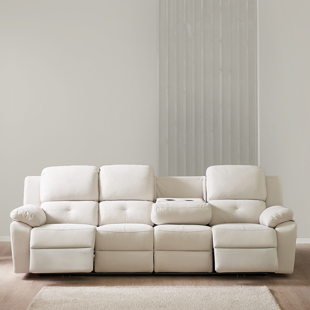 스코나 마넌트 아쿠아텍스 패브릭 전동 리클라이너 소파 스툴미포함, 크림베이지, 4인용