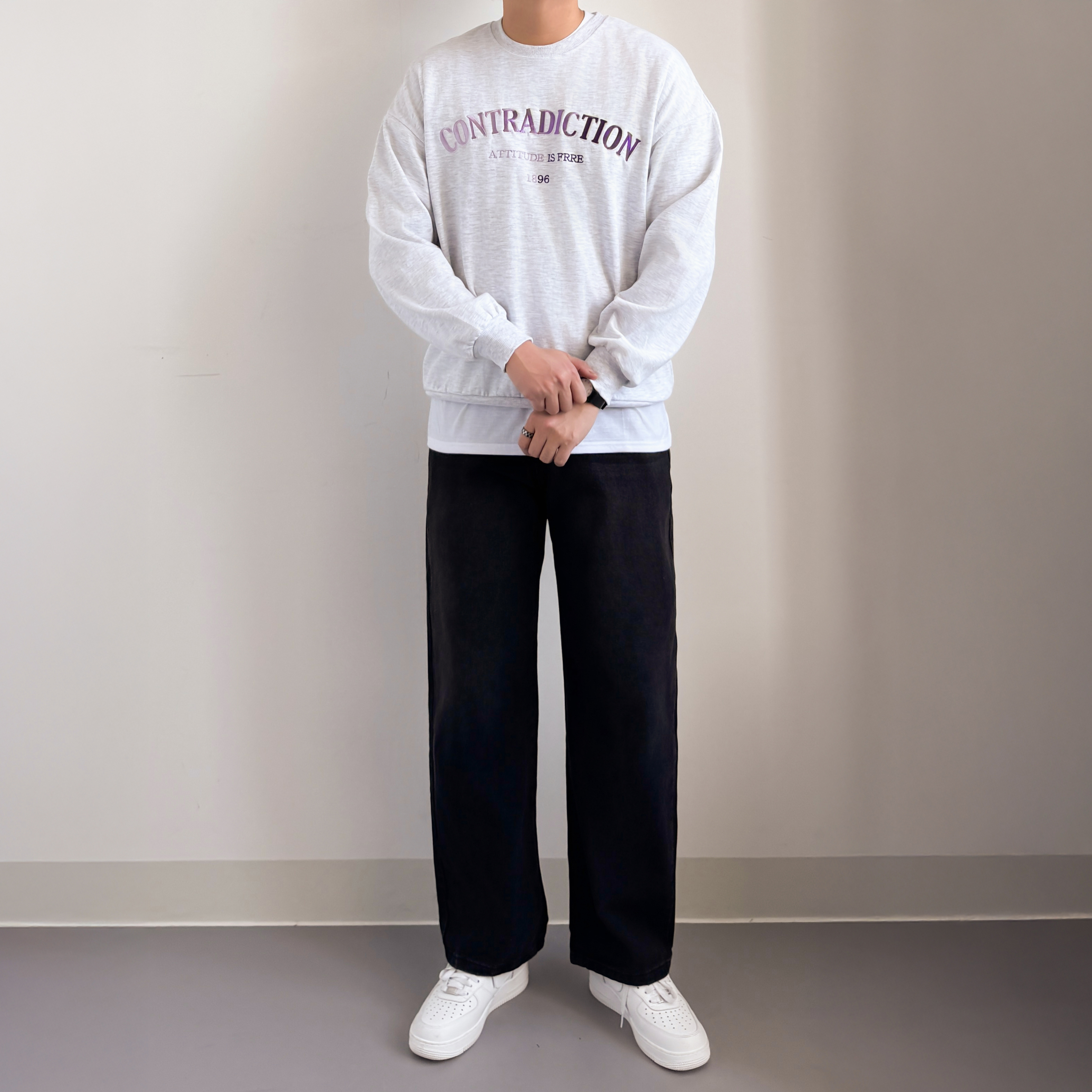 1+1 흑청바지 남자블랙진 남자통청바지 - 상세 이미지 3
