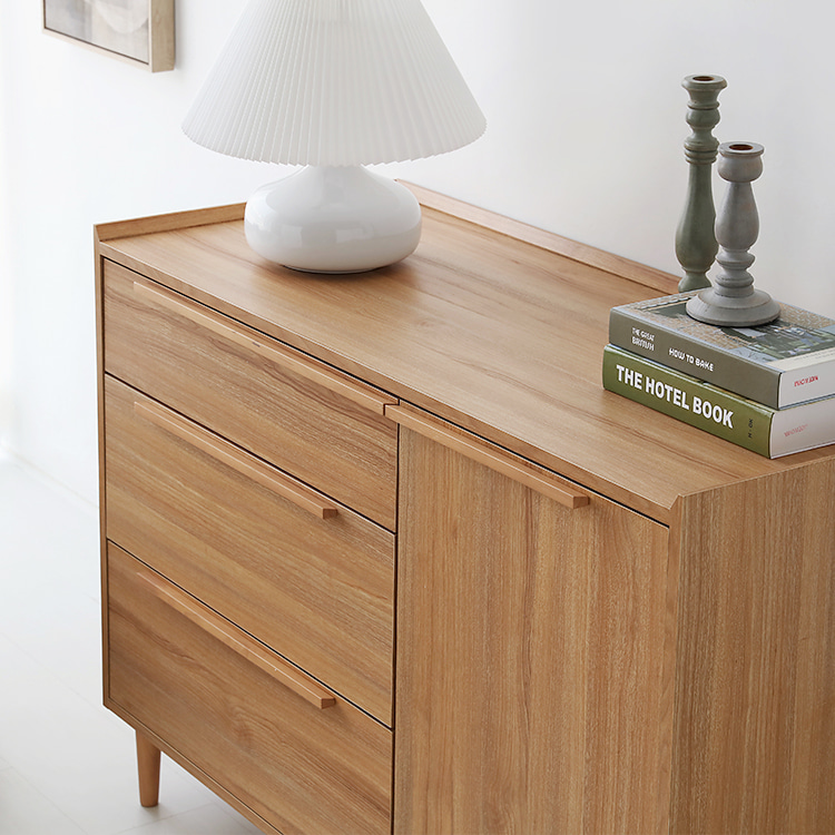 밀캄 콘솔수납장 CHM85120 캄포어베니어 1200x520x855mm, 3단, 캄포어베니어 7865.0343