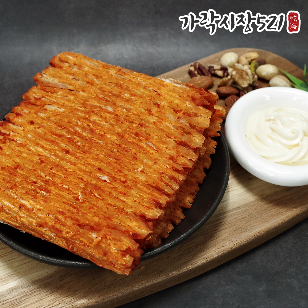 맥반석 오징어버터구이 매콤불닭맛 250g 바베큐 페스츄리 조미오징어 마른안주 - 상품 이미지