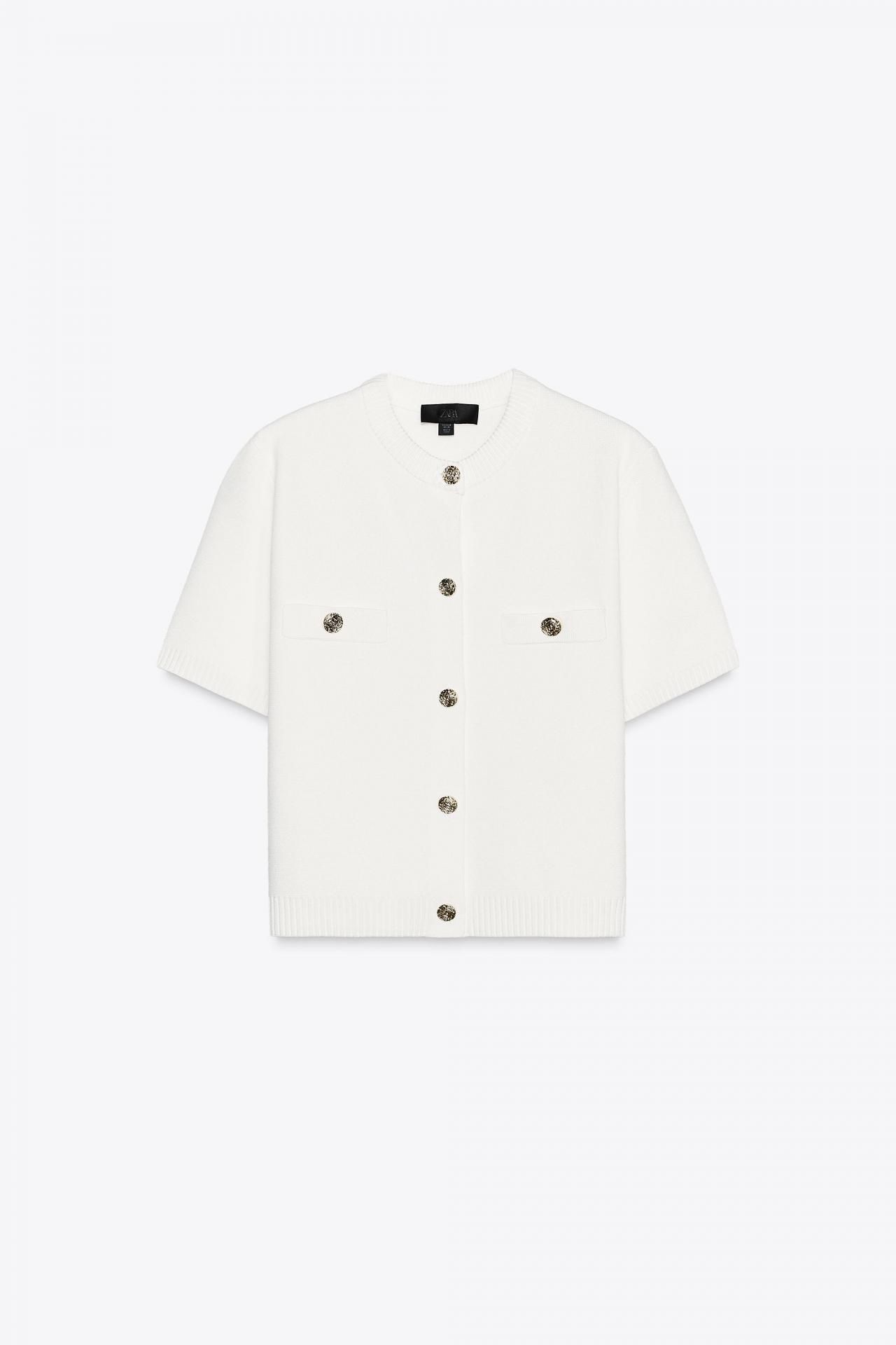 자라 반팔 니트 가디건 1822/022 WHITE