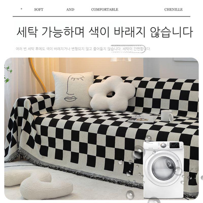체크무늬 소파커버 소파천갈이 덮개 담요 거실 - 상세 이미지 5