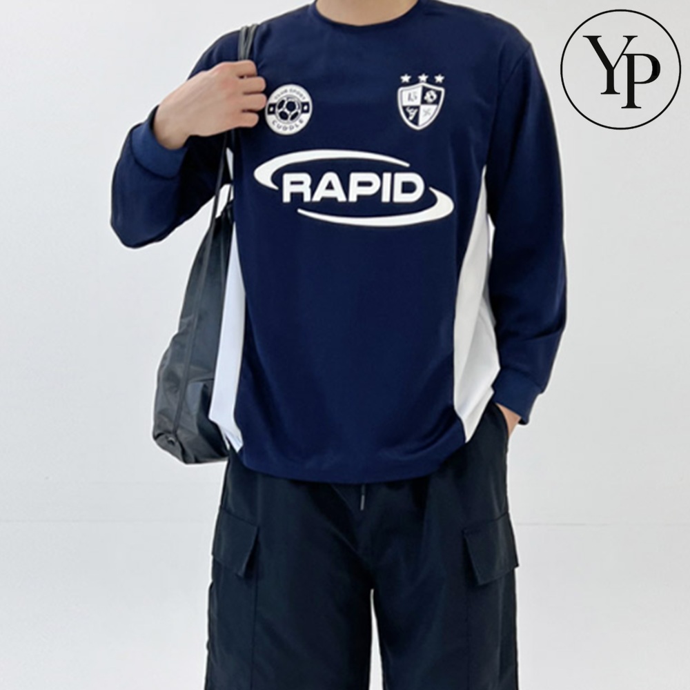 남성용 스포츠 긴팔 티셔츠 데일리 캐주얼 유니폼 럭비 져지 상의 긴팔티 - 상품 이미지