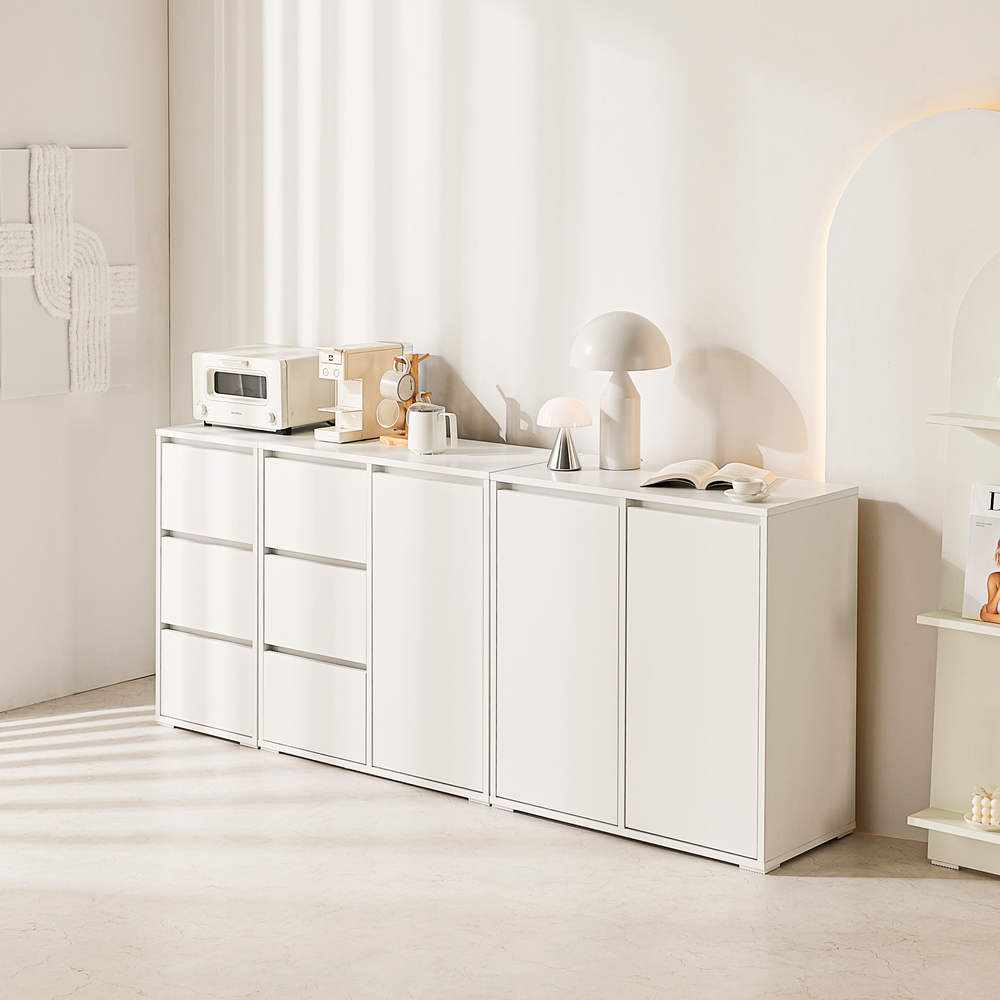 무드인 거실모듈 서랍형 침대옆 LP 옷 높은 안방 수납장 800x400x825mm, 3단, 화이트