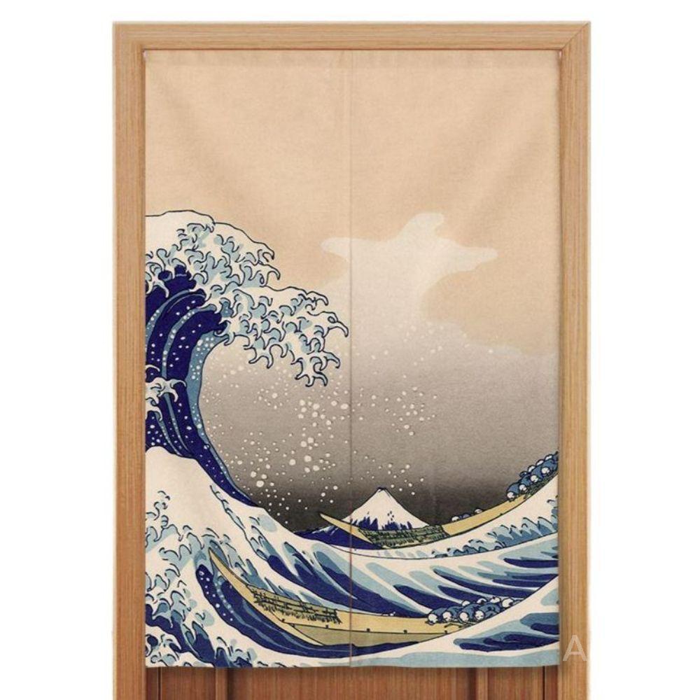 이자카야 주방 커튼 일본 파도 발 가림막 A 봉걸이형 (보관봉 포함) 80x160cm - 상품 이미지