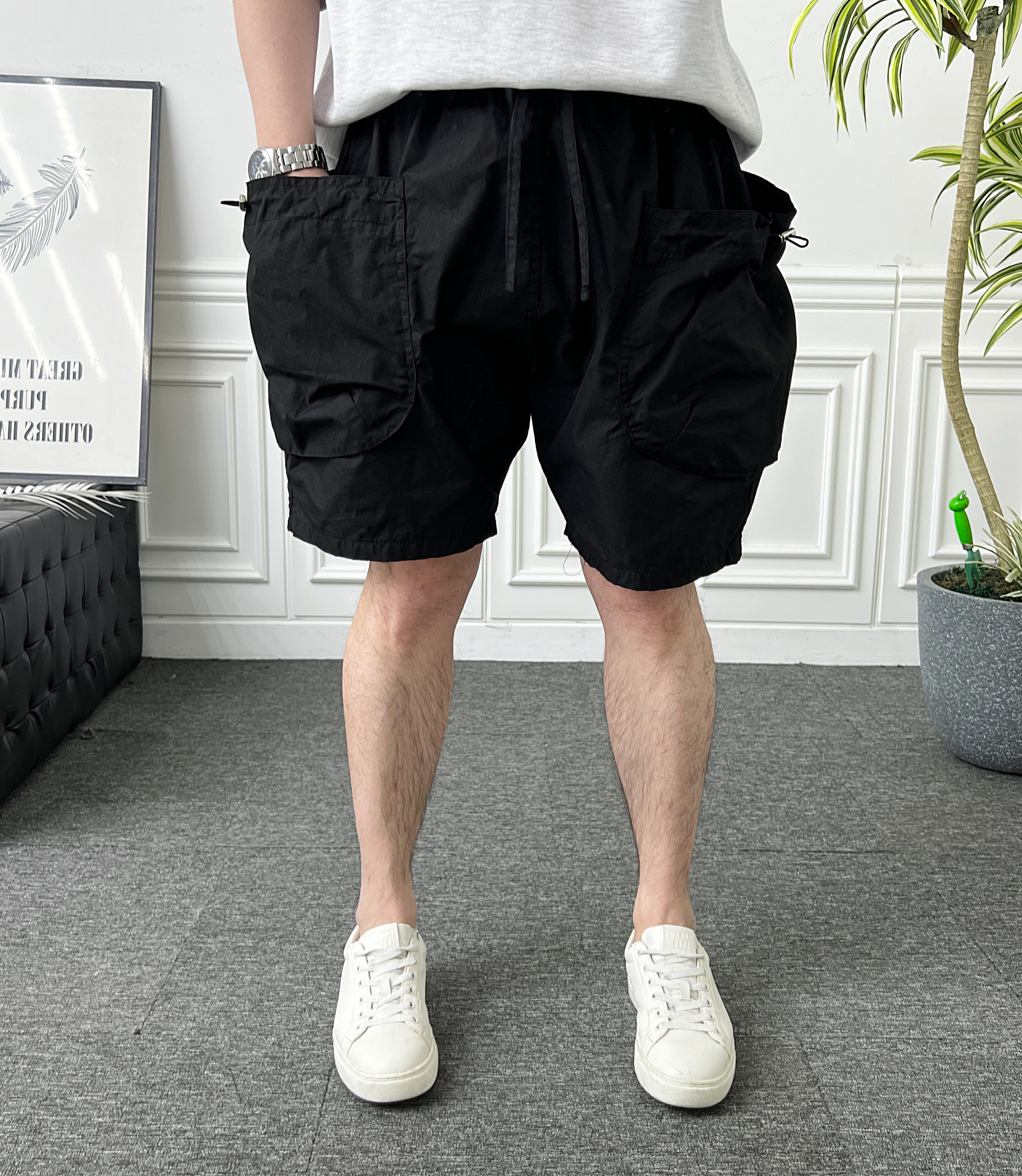 남자 반바지 여름 밴딩 왕카고 벌룬핏 바스락 배기팬츠 - 상세 이미지 2